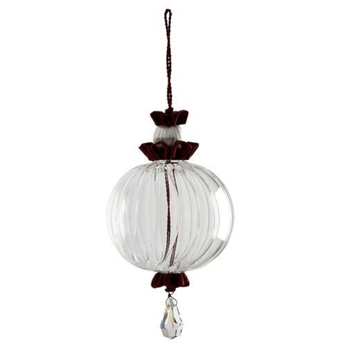 Boule En Verre Rouge Pere Noel Avec D 8 Cm