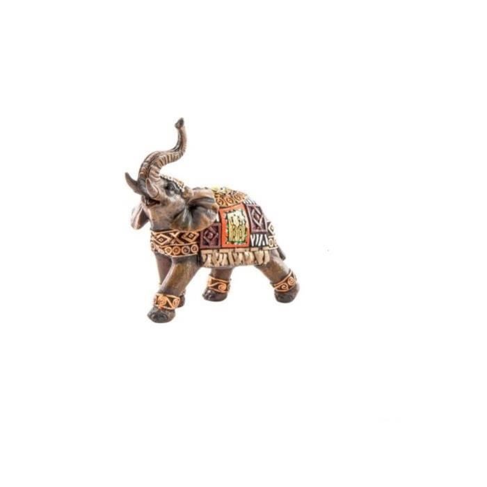 Statuette éléphant Ethnique En Résine - 18 Cm De Haut - Déco D'intérieur Style Bohème Ou Asiatique - Neuf