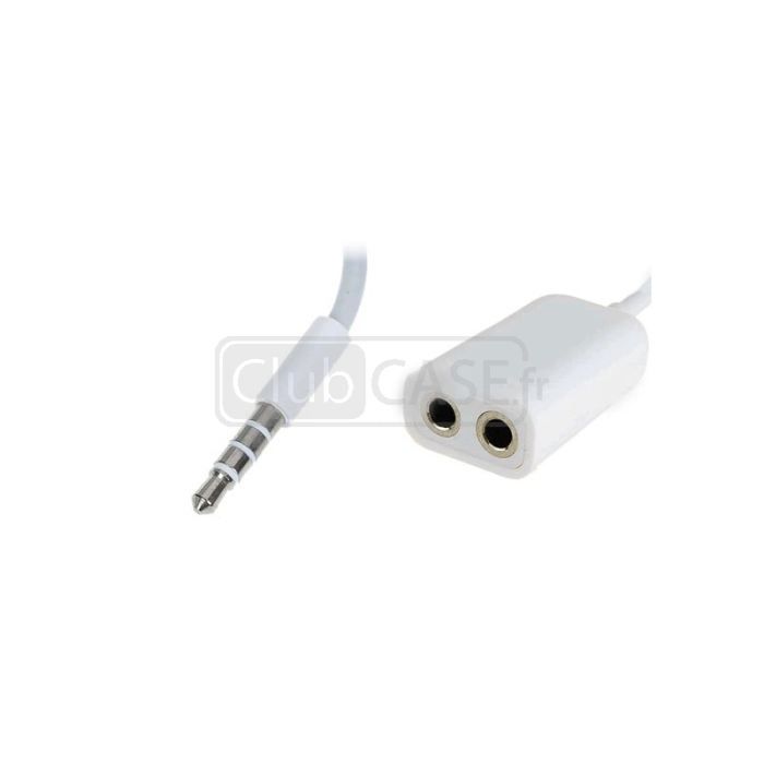 Doubleur Audio Jack Mâle à 2 Femelles pr Ecouteurs