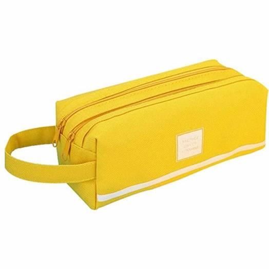 Trousses Scolaires Double Compartiment - Lot De 2, Grande Capacité, Zip, Pour Crayons, Maquillage, Organisation - 3