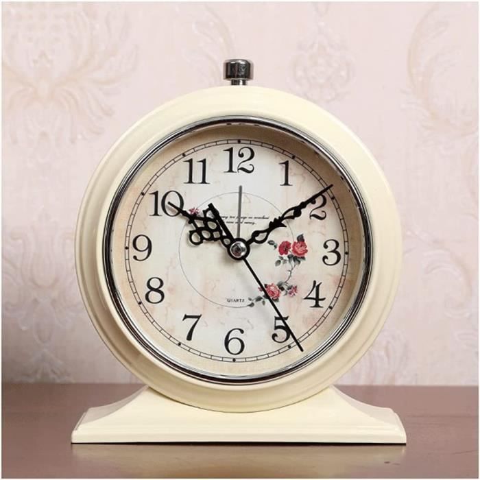 Réveil Rond Rétro Pour Chambre à Coucher, Réveil De Table De Chevet Avec Lumiere Et Fonction Snooze Couleur Orange 99378590