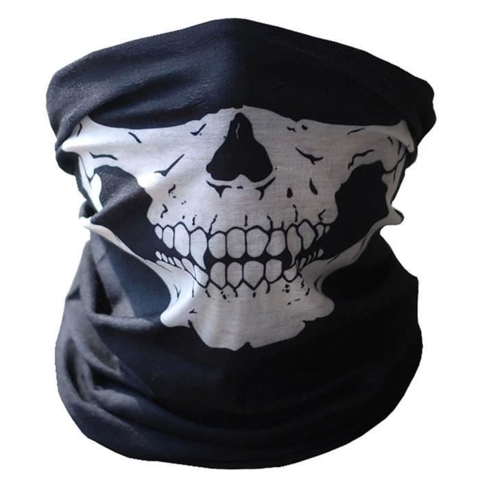 Cagoule Tour De Cou Motif Tête De Mort – Microfibre élastique – Noir Et Blanc