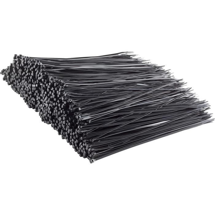 Lot De 100 Attaches Câbles Nylon Extra-solides - 200mm X 4.8mm, Noires, Pour Organisation Et Bricolage