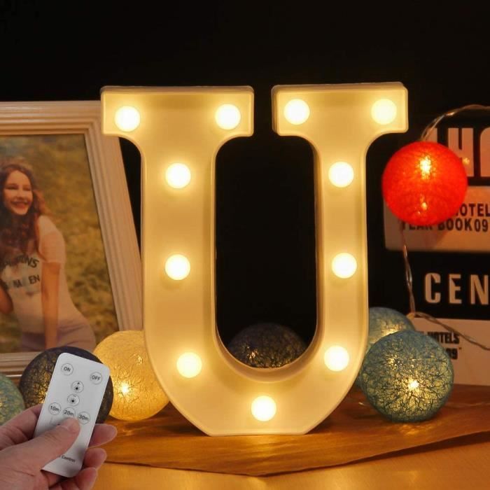Lettre LED Lumineuse - Alphabet Avec Télécommande Et Minuterie - Pour Décoration Fête, Mariage, Anniversaire (Lettre M)