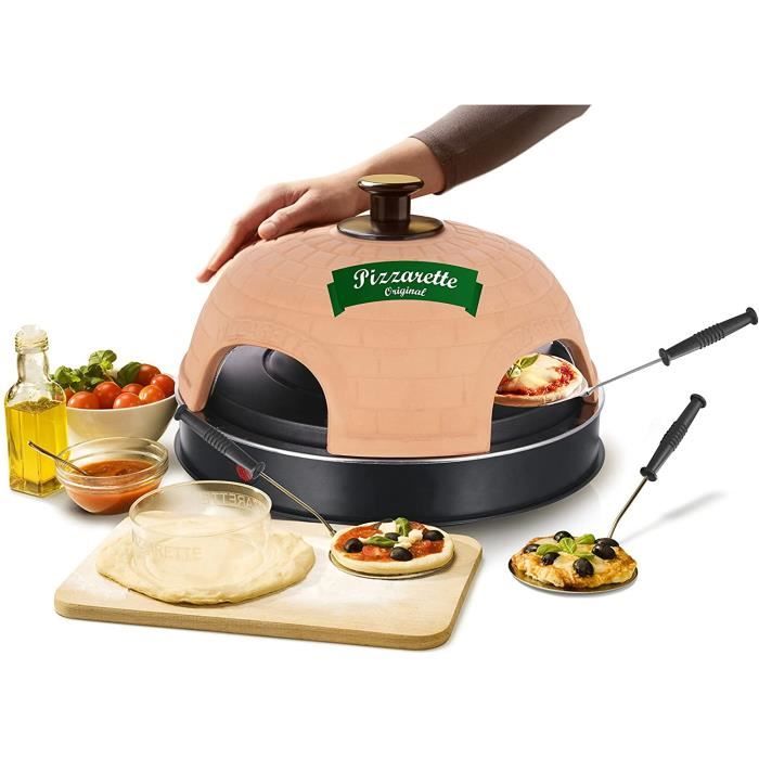 Emerio PO115985 Four à pizza en terre cuite faite à la main Design breveté pour mini pizza