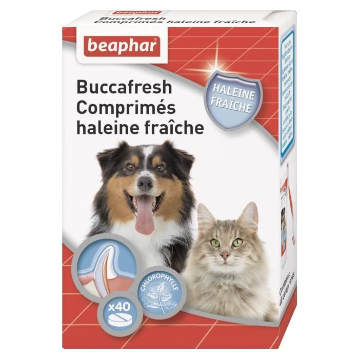 BEAPHAR  Buccafresh Comprim&eacute;s haleine fra&icirc;che - Pour chien et chat 