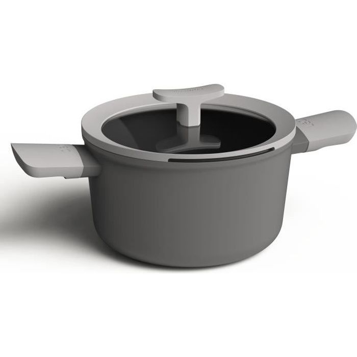 Faitout//Marmite en Fonte DAluminium avec couvercle Anti-Chaleur Tous Feux Dont Induction 24 cm BergHOFF