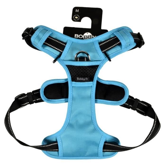 Harnais pour chien - BOBBY - Rando Walk - Bleu - 100% Nylon - 2 points dattache (avant/dos)
