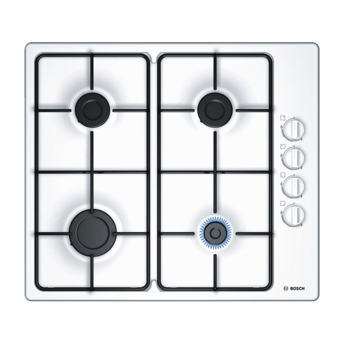 Table de cuisson à gaz BOSCH PBP6B2B80 - 4 foyers - 7400W - Blanc