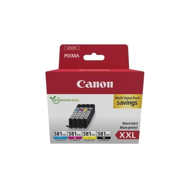 Cartouches dencre CANON CLI-581XXL Noir/Cyan/Magenta/Jaune – Multipack 4 couleurs