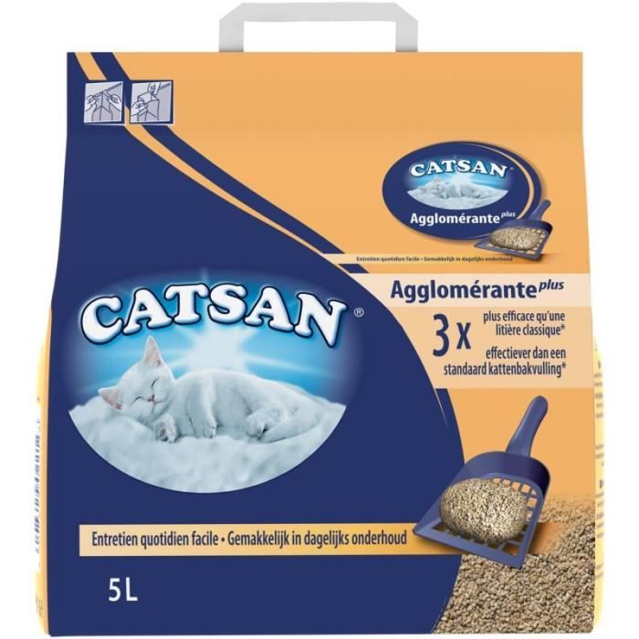 CATSAN - Litière Minérale Agglomérante pour Chat 5L - Lot De 2 - Offre Special