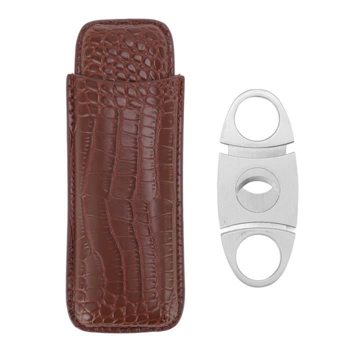 Étui à Cigares En Cuir Avec Coupe-cigare - Pour 3 Cigares - Portable, Voyage - Cadeau Homme