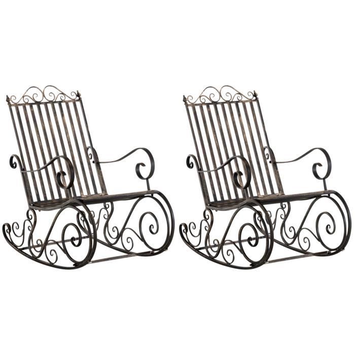 lot de 2 fauteuils à bascule smilla en fer forgé - clp - design antique - extérieur - bronze