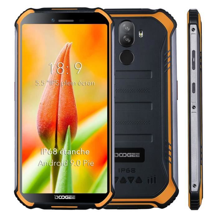 Vente T&eacute;l&eacute;phone portable DOOGEE S40 lite Smartphone IP68 Etanche 5.5" Écran 16Go Android 9.0 4650mAh Batterie Téléphone portable 3G Incassable - Orange pas cher