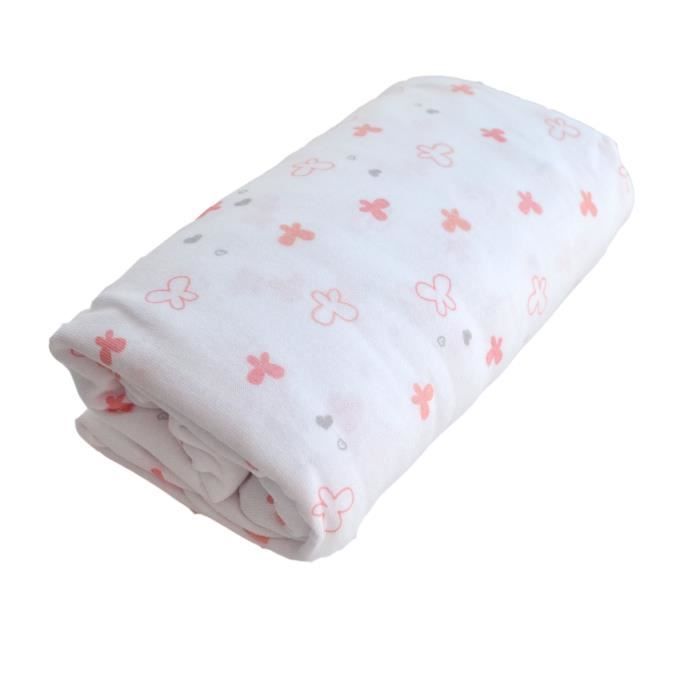 DOMIVA Drap housse Lapinou - Jersey - Oeko-Tex® - Blanc/rose - 70 x 140 cm