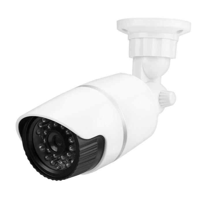 Caméra factice, faux moniteur alimenté par batterie étanche blanc de