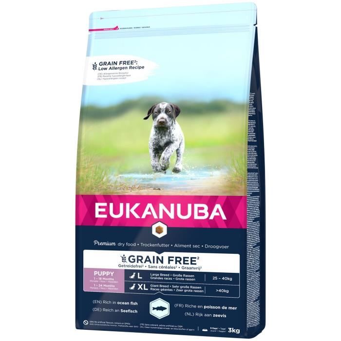 Croquettes pour Chiens - Eukanuba - Puppy & Junior Large - Grain Free - Poisson de Mer - 12 KG