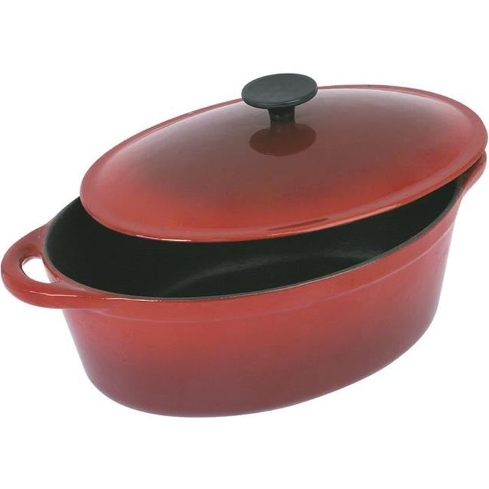 Cocotte En Fonte émaillée Ovale – Rouge – 23x18 Cm – Occasion