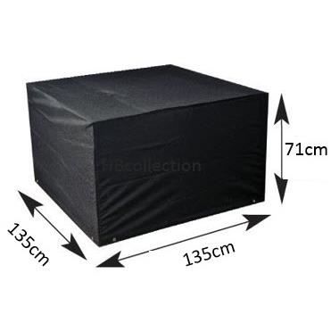 HBCOLLECTION Housse Table Jardin 225x225x82cm Noir - Polyester 500D Imperméable Respirant