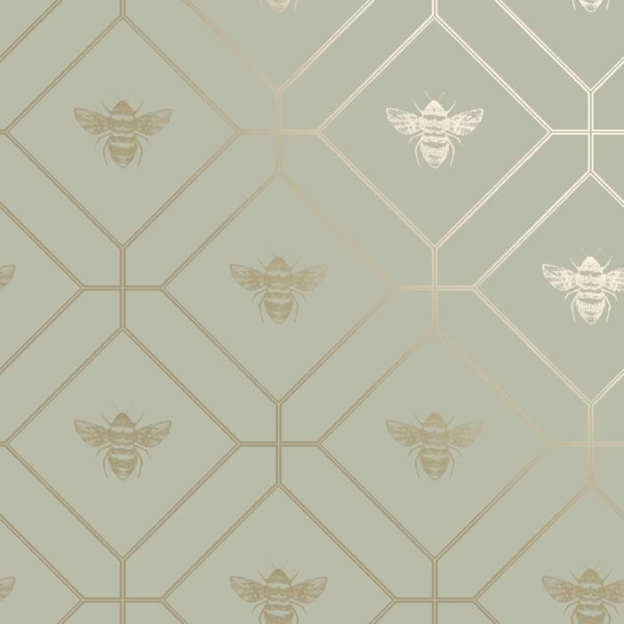 Papier peint abeille nid d'abeille vert Holden 13080