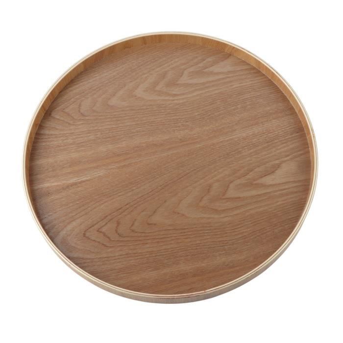 Plateau à Thé Forme Ronde En Bois Massif Thé Café Collation Repas