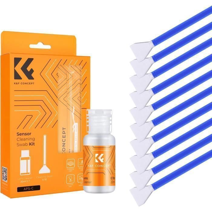 Kit de Nettoyage Photo 10pcs Écouvillons de 24mm pour Capteur Full Frame 20ml Liquide Nettoyant pour Objectif Écran Appareil Photo