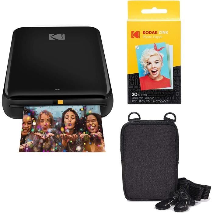 Imprimante Photo Mobile - KODAK - Step - Technologie Zink - Kit de Voyage - Noir