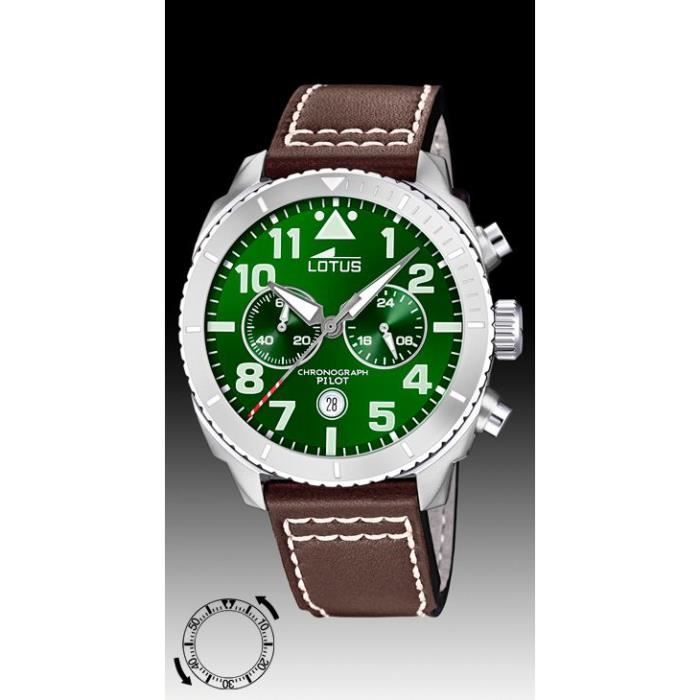 Montre Homme Lotus - 18705/2 - Chronographe Pilot - Cadran vert ...
