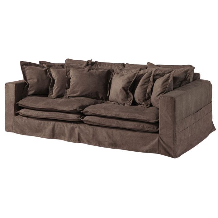 Canapé 3 places en polyester gris taupe KINGSTON Canapé 3 places en polyester gris taupe KINGSTON