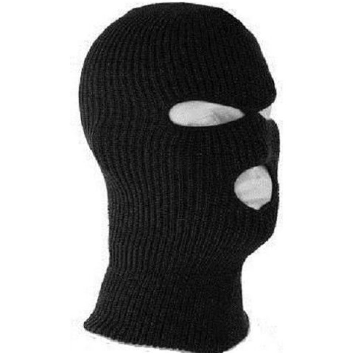 Noir FOUTP Balaclava Homme Cagoule Intégral Cagoule 3 Trous Cagoule Tricoté Cagoule Moto Vélo Bonnet Snood Hiver Cagoule pour Moto Vélo Ski Randonnée Camping Chasse