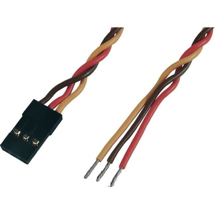 Lot De 5 Rallonges De Servo Tordues (torsadées) 30cm - Connecteur JR - Câble Silicone 22AWG