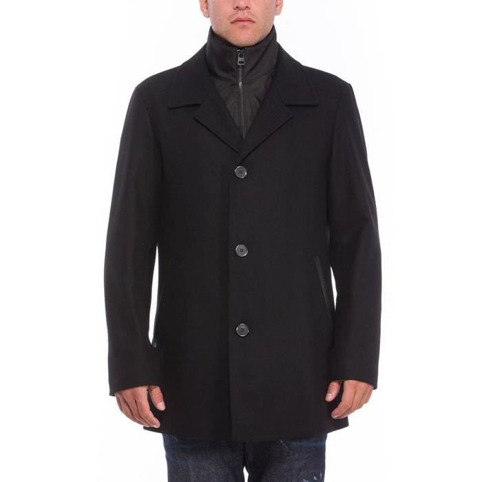 Manteau à double boutonnage Satin HUGO pour homme en coloris Noir Homme Vêtements Manteaux Manteaux longs et manteaux dhiver 