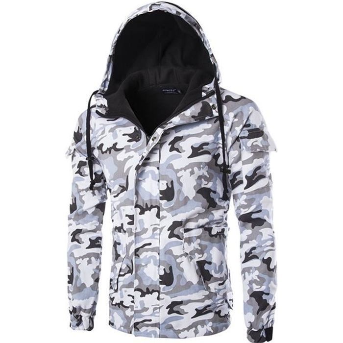 Doudoune homme coton doudoune tendance hiver style camouflage doudoune Blanc