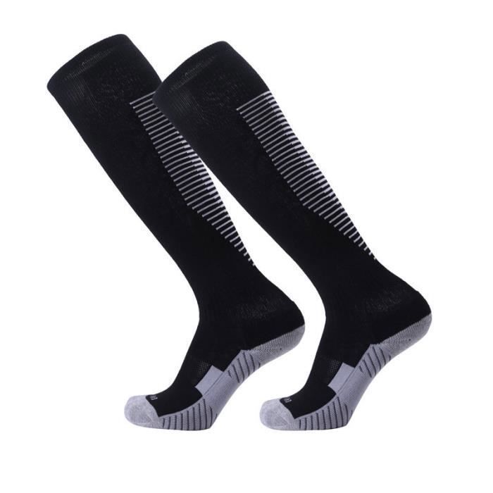Chaussettes de Football Enfant 1 Paire Chaussettes de Sport Protection Respirantes Antidérapant - Noir