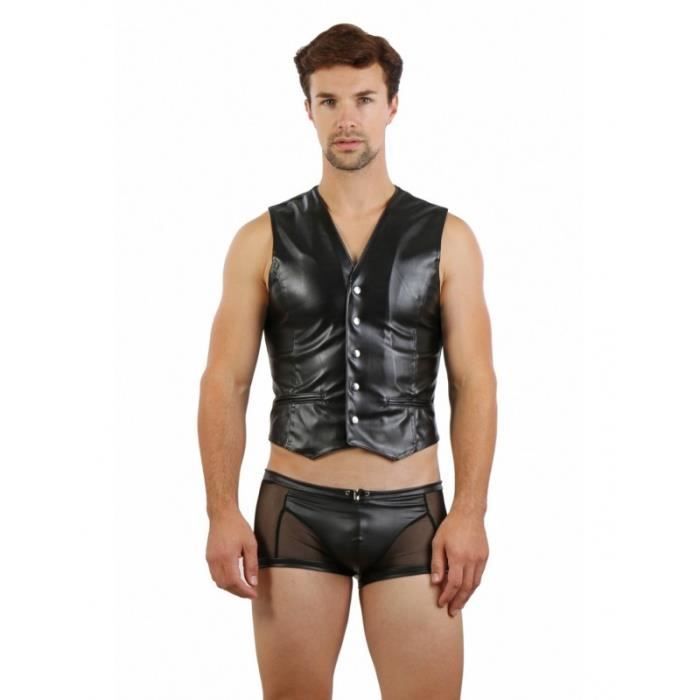 Gilet simili top cuir homme