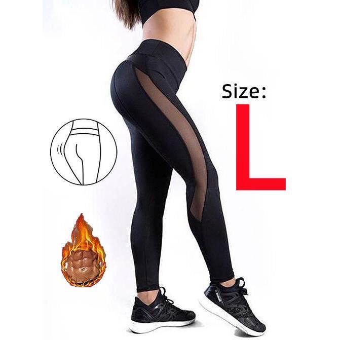 Legging de Sudation Femme - Noir - Taille L - Pour Yoga et Fitness -  Contrôle Abdominal - Respirant