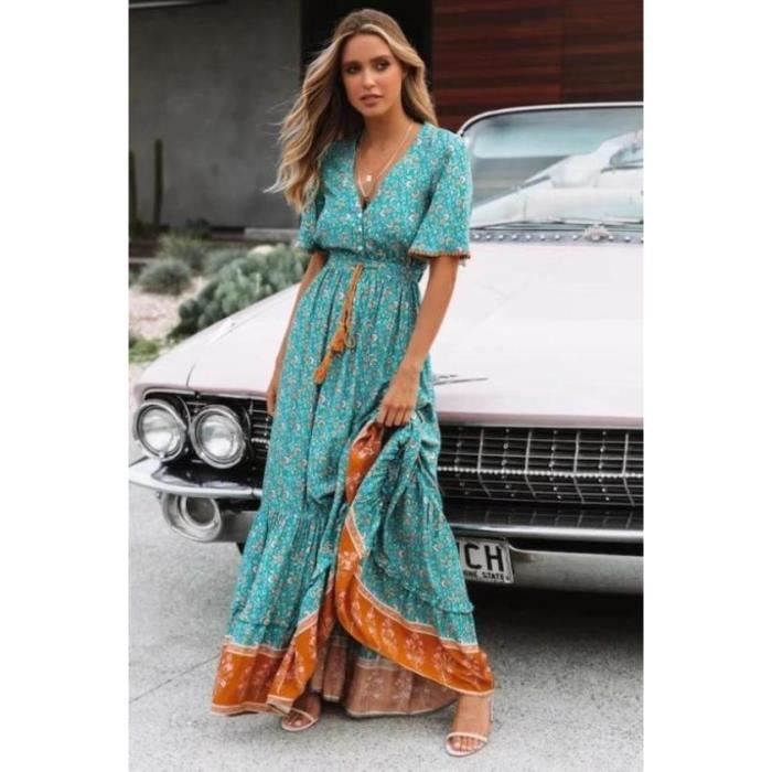 Robe Boden Amélie Bohème – Bleu Marine, Manches Courtes, Jersey Oiseau Floral (US8)