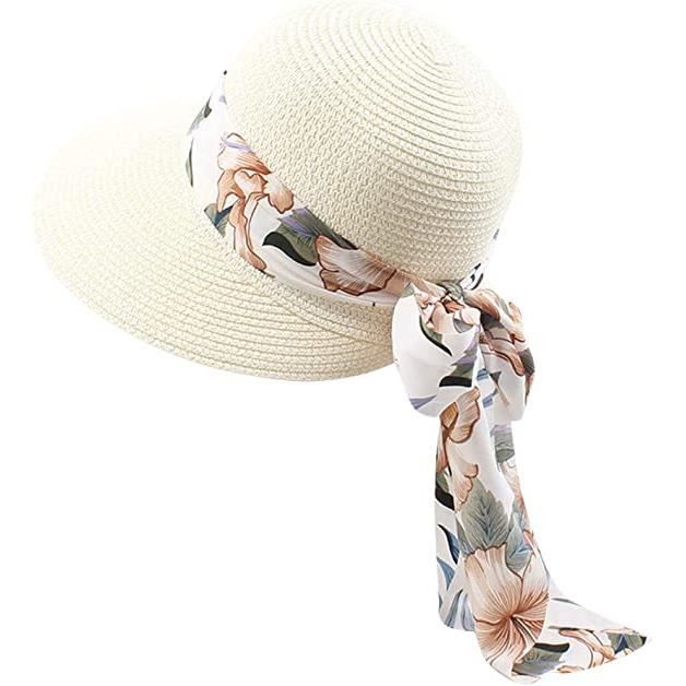 Ecroon Casquettes visières Chapeau de Paille Plage Soleil Bord Large