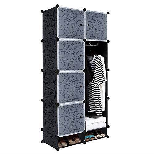 Armoire Penderie - NAIZY - 8 Cubes - Plastique Noir - Design Contemporain - Montage Facile