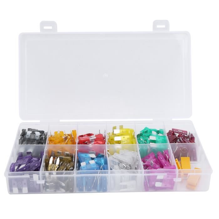Kit De 110 Mini-fusibles Automobiles - Mix De Couleurs (2A à 35A) Avec Boîte De Rangement