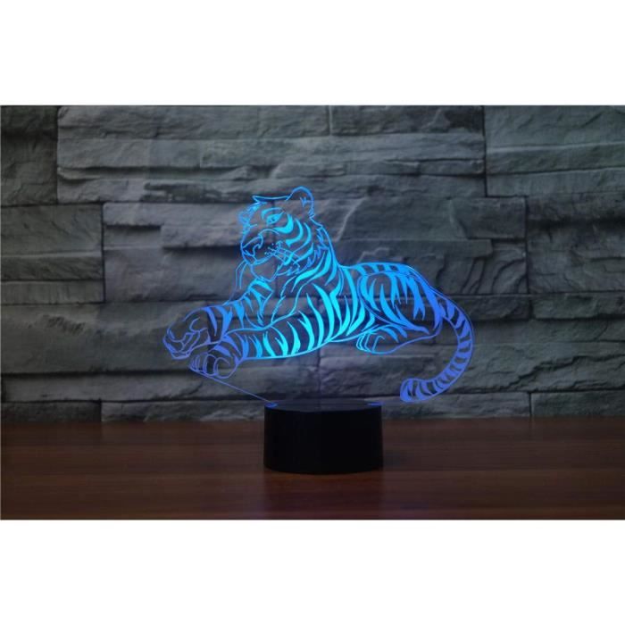 3D LED Nuit Lampe Tigre Le Lion Optiques Illusion Déco Lumières LED Décoration Lumière 7 Couleurs Change Alimentation USB Enfants Cadeau Pour Bébé Décoration Intérieure Anniversaire Cadeaux Jouet