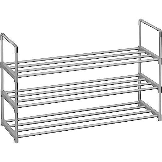 Étagère à Chaussures 3 Niveaux - SONGMICS - Gris - Métal - Rangement pour Chaussures