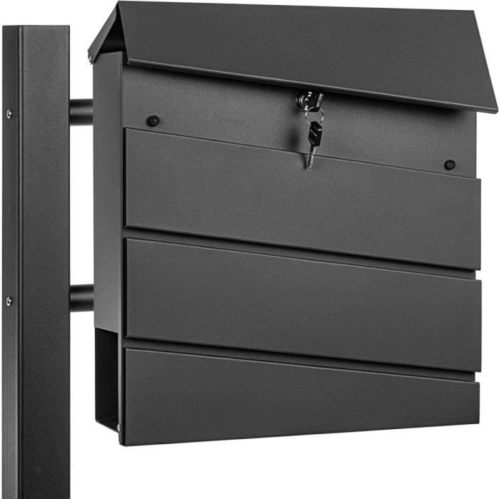 STILISTA® Boîte aux lettres sur pied "Berlin", acier inoxydable, L 37 x H 37 x P 10 cm (hors pieds), anthracite