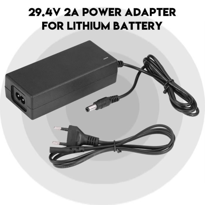 Adaptateur Secteur 29.4V 2A Pour Batterie Lithium - Chargeur Portable Avec Câble - Prise UE