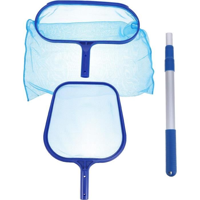 1 Set Pool Skimmer Net With Pole With 3 Sections Fine Mesh Pool Skimmer