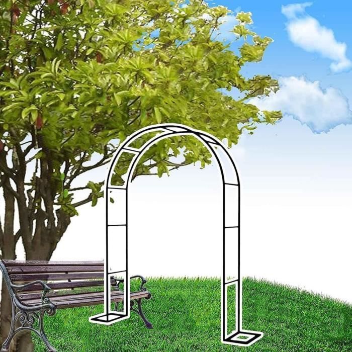 Arche De Jardin Avec Treillis En Métal COSTWAY-116 X 40 X 223 Cm-Toit Élégant-4 Piquets De Sol-pour Rosiers Plantes Grimpantes - Jardin