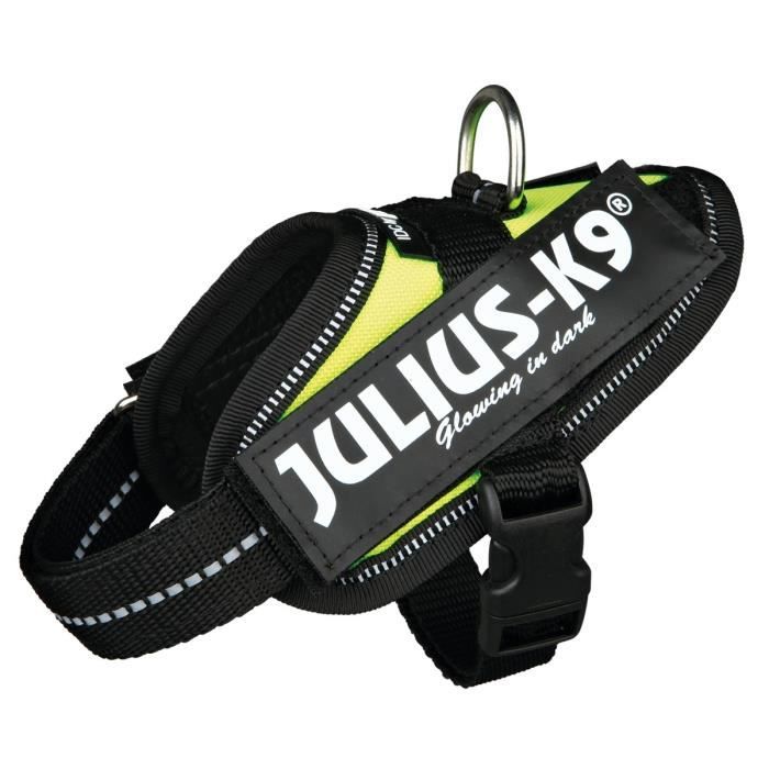 JULIUS-K9 Harnais Power IDC Baby 1/XS: 29–36cm jaune fluo pour chien