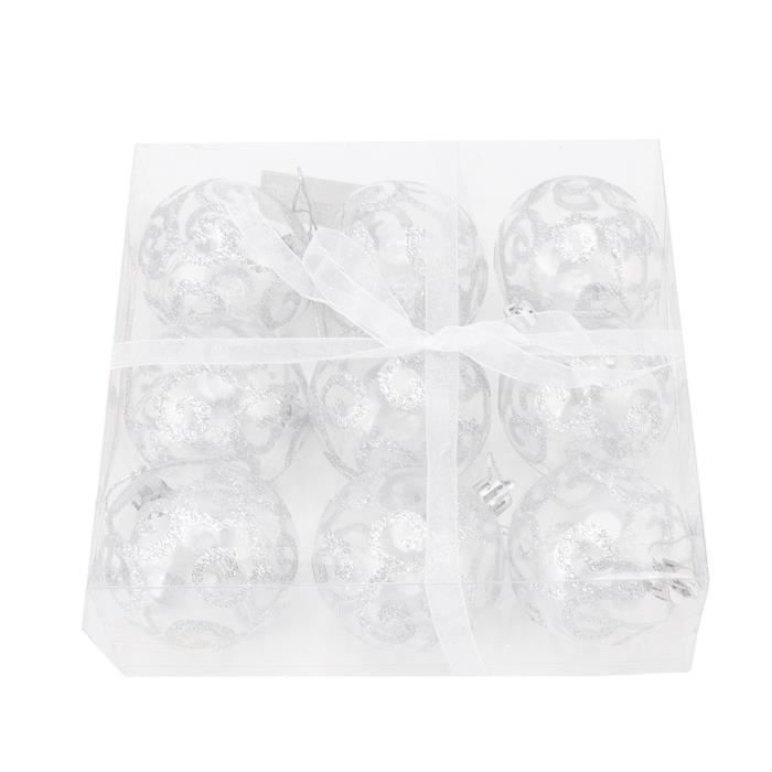 Lot De 9 Boules De Noël Incassables En Plastique – Déco Sapin, 5 Styles Pailletés (Noir Doré, Etc.) – Avec Cordons