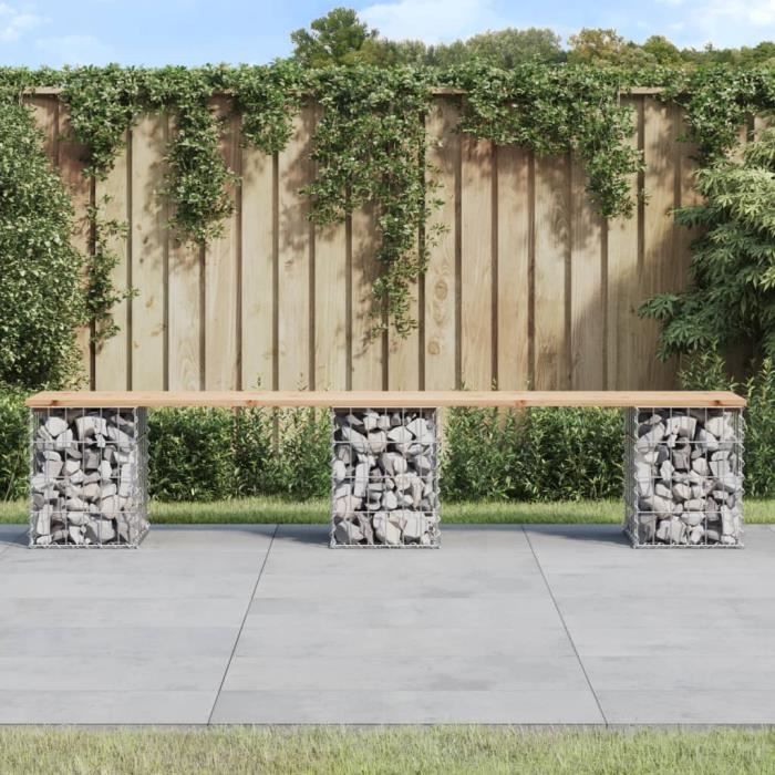 vidaXL Banc de jardin design de gabion 203x31x42 cm bois massif de pin 834332