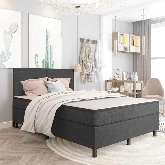 vidaXL Sommier à lattes de lit Gris Tissu 160x200 cm 287465